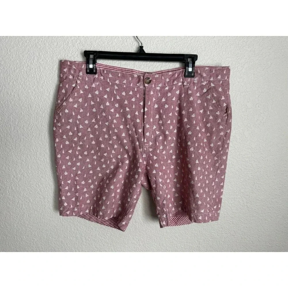 Sovereign Code Men's Red Allover Anchor Print Flat Front Shorts Size XL W36xL8